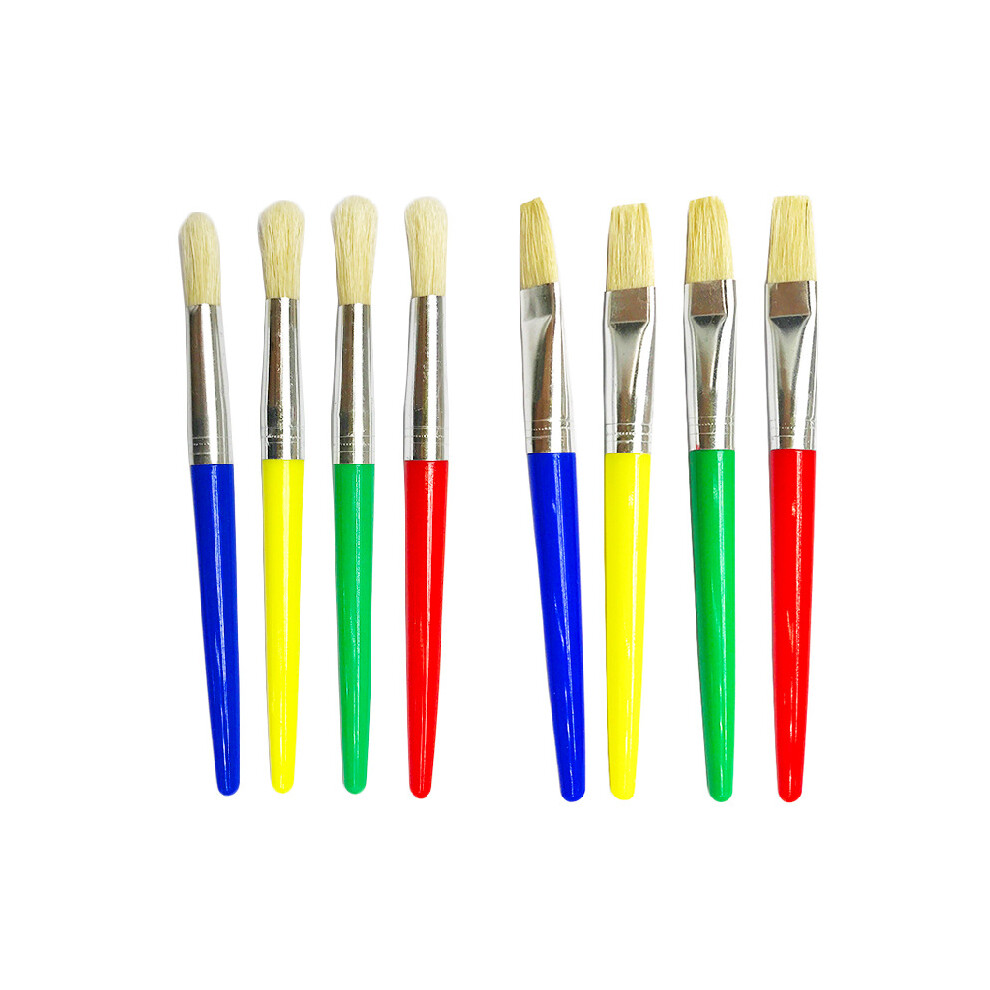 Creative Kids Paintbrush Collection, Seamless Aluminum Ferrules with Color-Coded Handles, Versatile Tool for Teachers in Art Education, Durable Flat