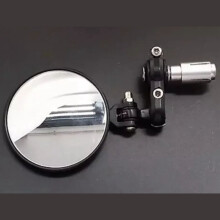 2pcs Folding Round Motorcycle Rearview Mirrors, 7/8in Handlebar, Black