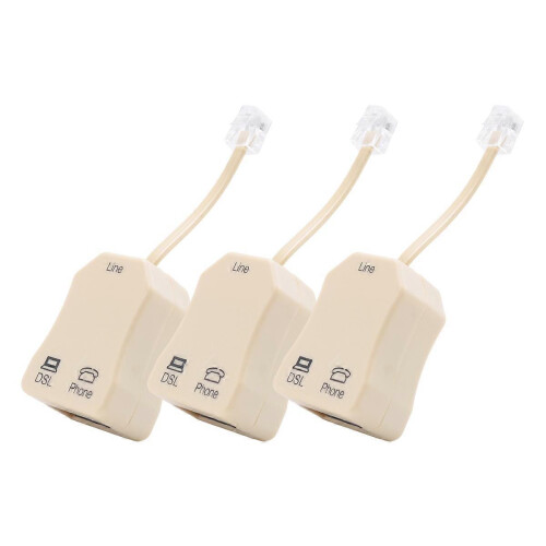 3 DSL filter splitters for telephone lines, telephone socket splitters, inline DSL filters, telephone modems, ADSL 2