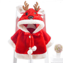 Cappuccio per Bambini per Inverno, 110cm, Rosso, Cotone e Pelliccia Finta di Coniglio