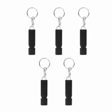5 Pcs Aluminum Alloy Emergency Whistle Keychain 2.20x0.59x0.31in Black