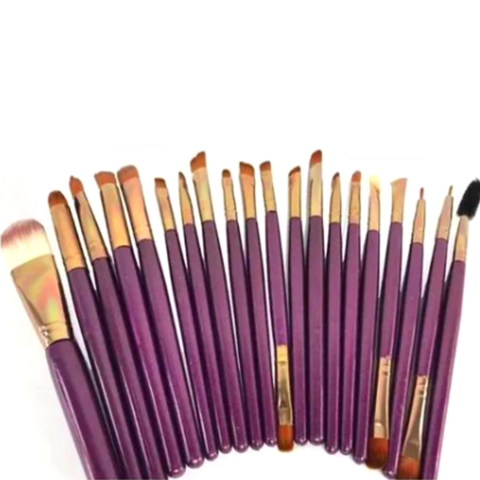 20pcs Purple Rose Gold Makeup Brush Set, Eye & Mascara Brushes