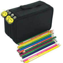 72 Slot Large Capacity Pencil Case, 4 Layers, Oxford Cloth, Black