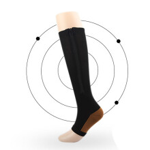 2 Paar Sport-Kompressions-Reißverschluss-Strümpfe Lange Beine L/XL Nylon
