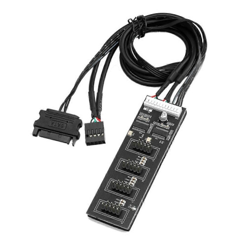 9-pin USB header splitter, USB 2.0 header splitter with SATA power cable, internal USB hub compatible with CPU/RG