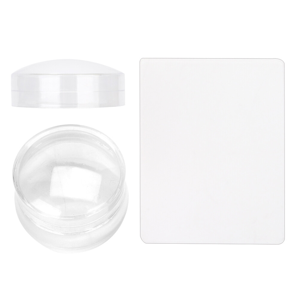 White Nail Art Tool, Clear Jelly Stamper With Position Accuracy For Effortless Nail Designs, Transparent Nail Polish Included, Transparent (2Pcs)