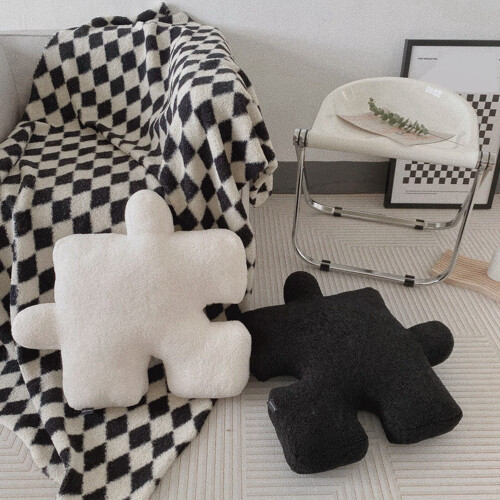 Ultra Soft Teddy Wool Plush Throw Pillow Black for Sofa Bed Window Decor