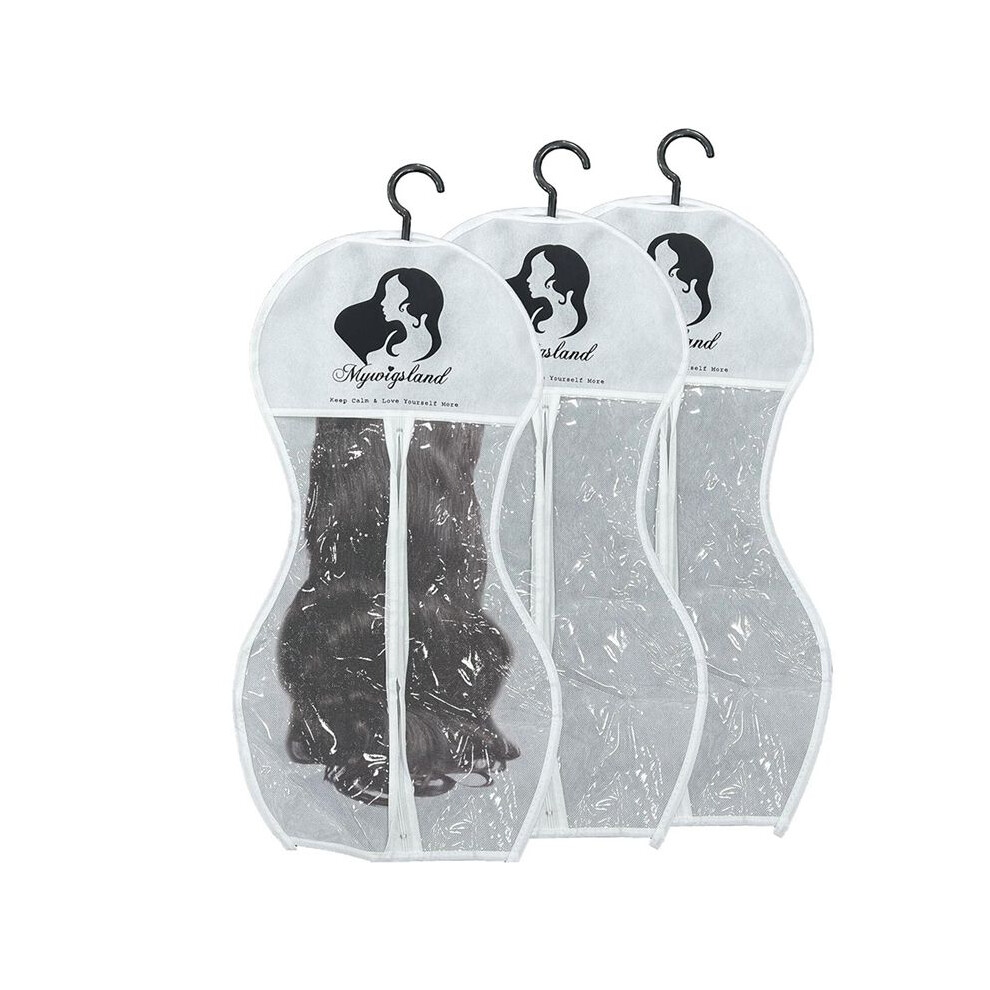 Wig Storage Bags with Hanger,Wig Hanger for Multiple Wigs,Wig Storage Bags,-Shaped Wig Storage Bag 3 PCS White