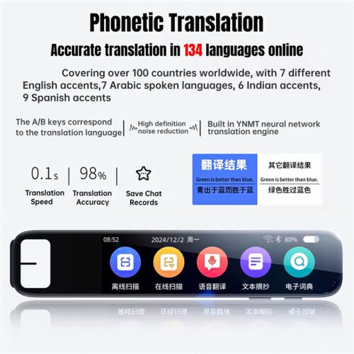 Offline Translation Pen Voice Translator  AI Scan Reader 150+ Language Point Reading Scanner Cloud Homework Helper 2