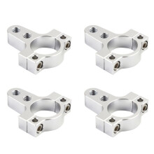 4pcs 27mm Aluminum Steering Damper Fork Frame Mounting Clamp Bracket Foot Fixer for Motorcycle Bike Modification Silver