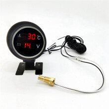 2 in 1 12 V 24 V Runde LED Digital Auto LKW Wassertemperaturanzeige Temperatursensor Temperatura Moto Spannungsmesser Rot