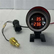 Runde LED Digital Auto LKW Wassertemperaturanzeige Temperatursensor Temperatura Moto + Voltmeter Volt Spannungsmesser 2 in 1 A