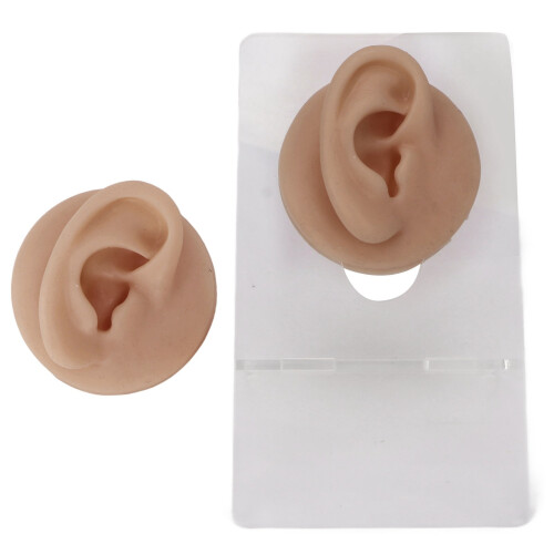 Ear Model Soft Silicone Clear Structure for Piercing Practice Dark Skin 10cm