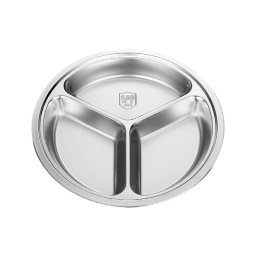Stainless Steel Divided Circular Tray 28Cm-Three grids