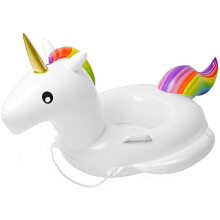Flotador de tacto suave, balsas inflables, flotador de piscina con forma de unicornio, fácil de inflar y desinflar, material duradero, asiento