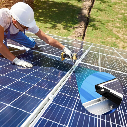 Solar Panel Bracket with Complete Installation Kit, Adjustable End Clamps for 30mm Panels, Easy and Secure Installation on Various Surfaces Including 1