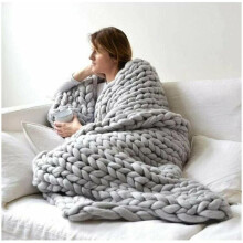 Hand Knitted Blanket, Large Knitted Wool, Skin Friendly, Ventilated And Breathable, Warm And Comfortable, Perfect Gift For Loved Ones (Grey, 60X80CM)