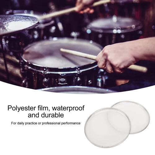 White 6.5in Drum Head Pair - Waterproof Replacement for Jazz Drums 2