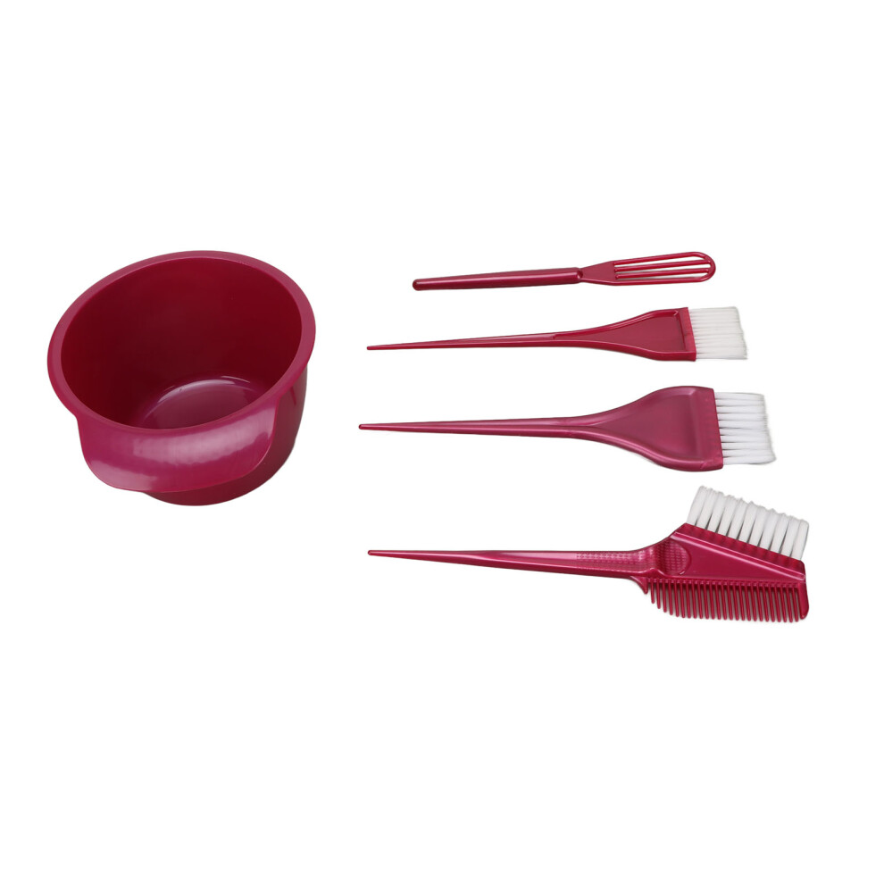 5pcs Hair Dyeing Brush Kit with Mixing Bowl Nylon Fiber Pointed Handles