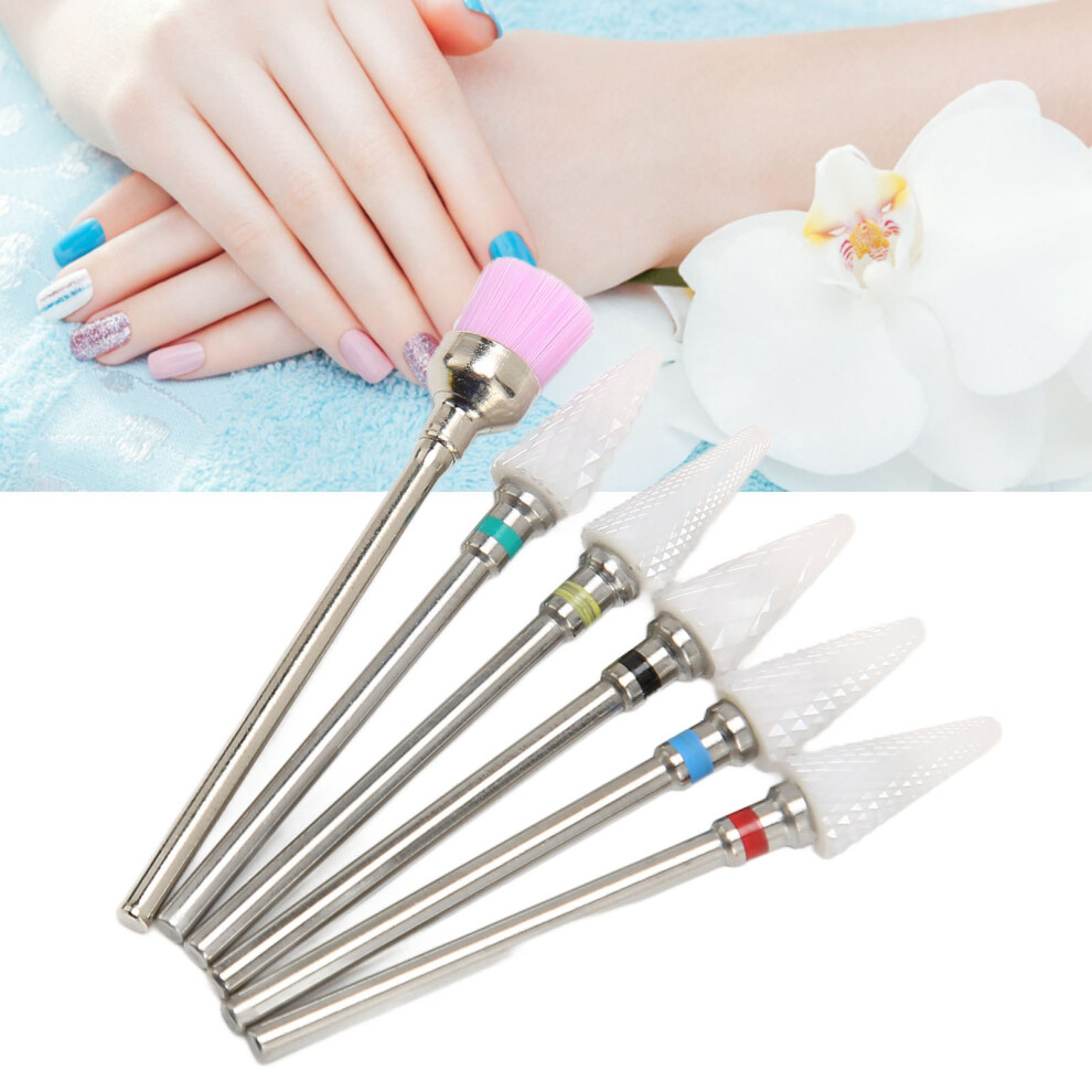 6pcs Nail Drill Bits Set Ceramic Stainless Steel for Gel Polish & Cuticle Tasks