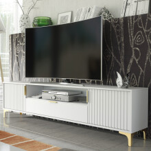 TV Unit 200cm Tide Crest - White & Gold