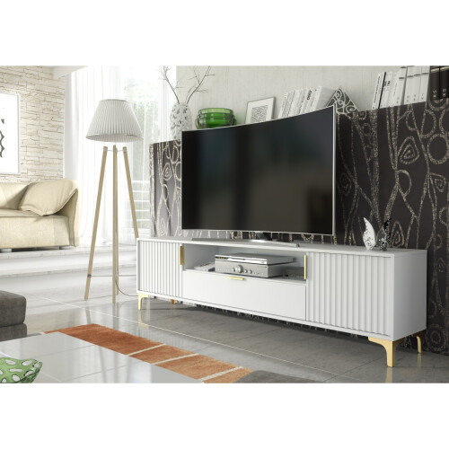 TV Unit 200cm Tide Crest - White & Gold 1