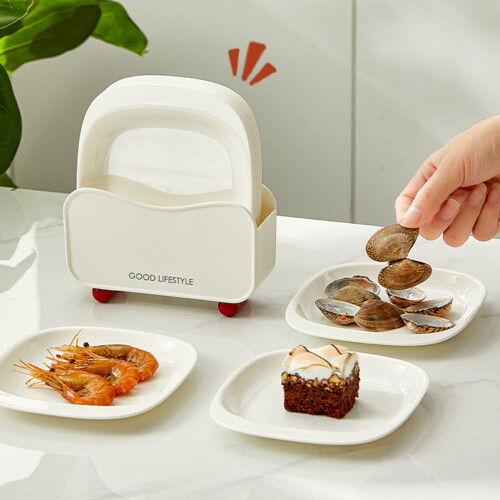 Dishwasher Safe Bone Dishes Set Plastic Tableware for-White 2
