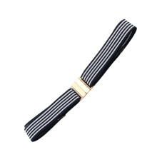 Stretchy Polyester Belt-blue white blue colo square buckle