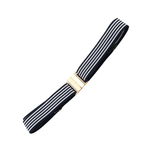 Stretchy Polyester Belt-blue white blue colo square buckle