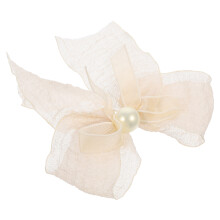 Beige Strik Haarclip Met Metaal En Parel Decoratie Voor Dames