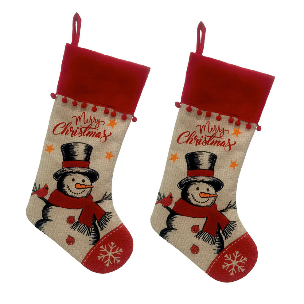 Festival Linen Fabric Santa Snowman Decorative-Snowman 2PCS