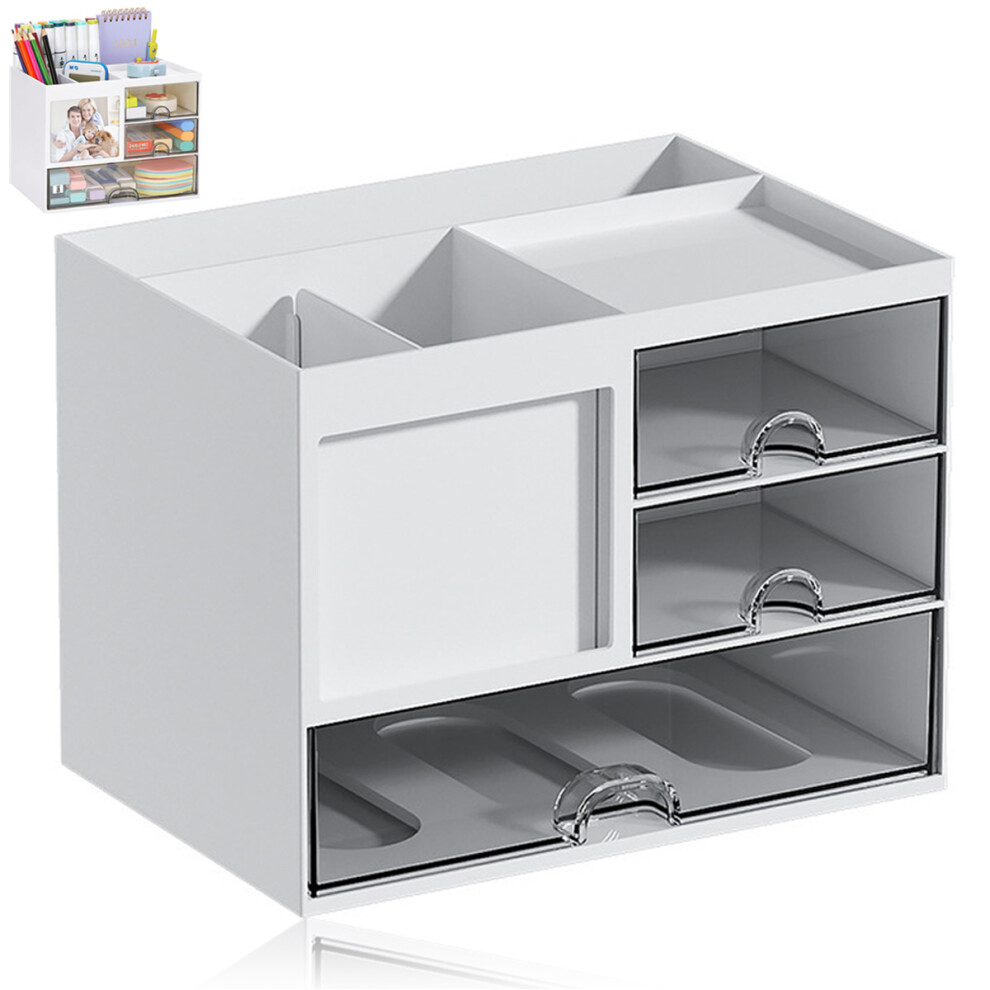 Multi-Functional Desk Organizer With Transparent Drawers, Durable Abs Plastic Construction For Office And Home Use 9423501943309