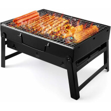 Mini fumoir de table pour le jardin et les voyages, barbecue à charbon portable super facile à installer et à utiliser avec cadre pliable, idéal
