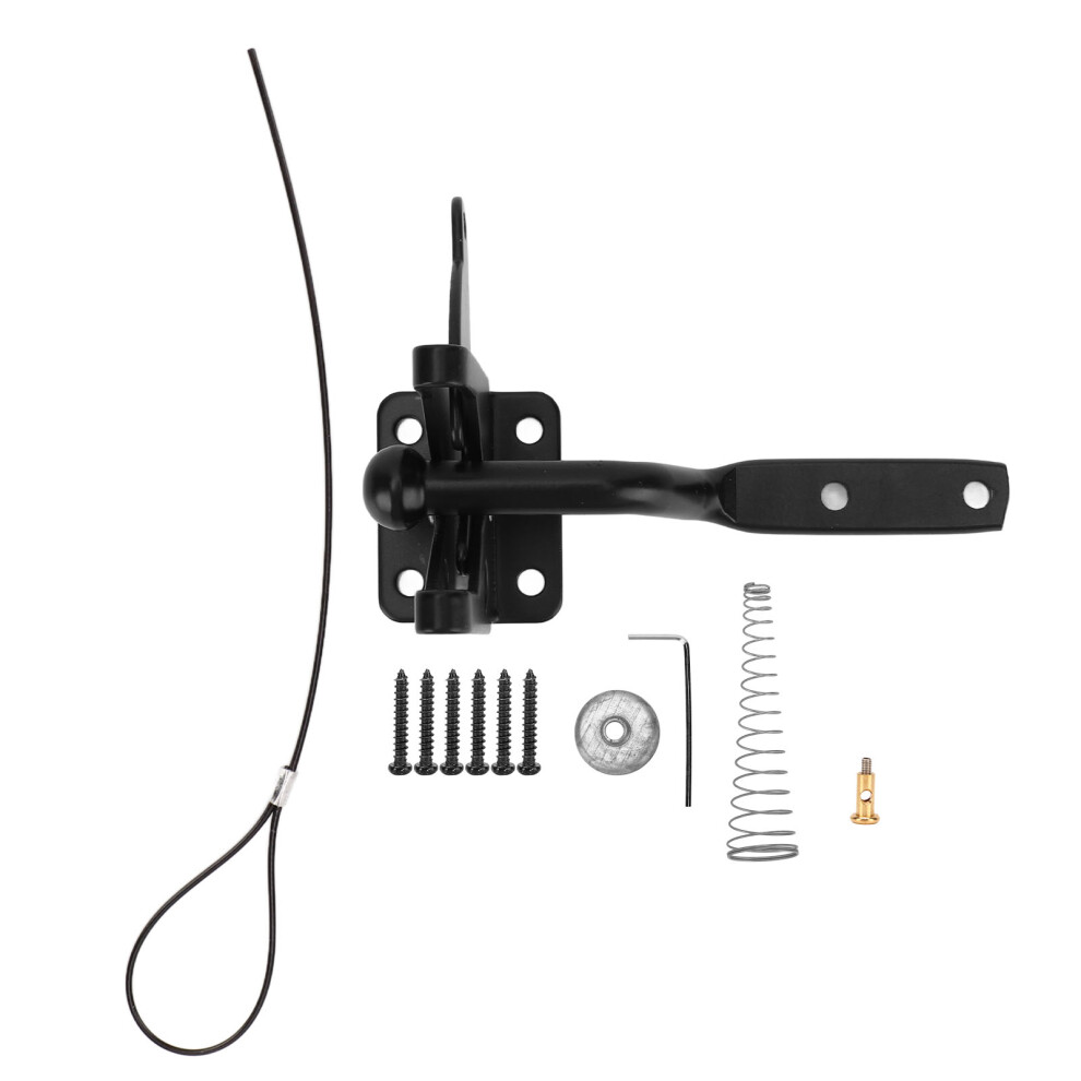 Carbon Steel Spring Gate Latch - Black, Indoor/Outdoor Fence Lock 7651374055450