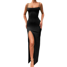 Sexy Bodycon Dress for Women, Fitted Slip Dress with Glitter Fabric and Backless Design, Long Sleeveless Stretchy Maxi Dress for Cocktail Party