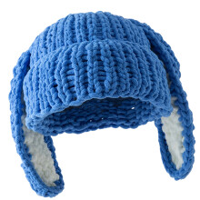 Übergroße Strickmütze mit Ohren, schöne bunte Skimütze,-Blau