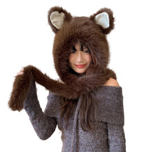 Pelzige warme Trappermütze, Ushanka-Mütze, dicke Mütze zum-braun