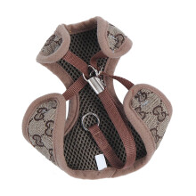 Guinzaglio e imbracatura regolabile in poliestere per cani e gatti, antiscapolamento, color khaki, taglia L (90g)