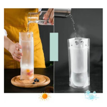 50 Stück durchsichtige, gefrostete 1000ml Stand-up-Getränktaschen mit Strohhalmen
