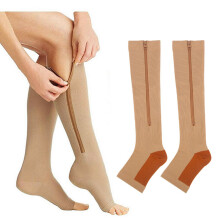 Calze a compressione con zip 3 paia L/XL, traspiranti, alti fino al ginocchio, da sport, calze per polpaccio