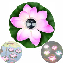 Outdoor Waterproof Solar Powered Floating Pool Light, Floating Solar Lotus Flower Lights, Solar Lotus Lamp with Slow-Flashing Color Change Mode, Full