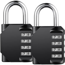 Durable Padlock with Side Window Design, Waterproof Resettable 4 Digit Combination Lock for School, Gym, Toolbox, and More - Black (2 Pack)