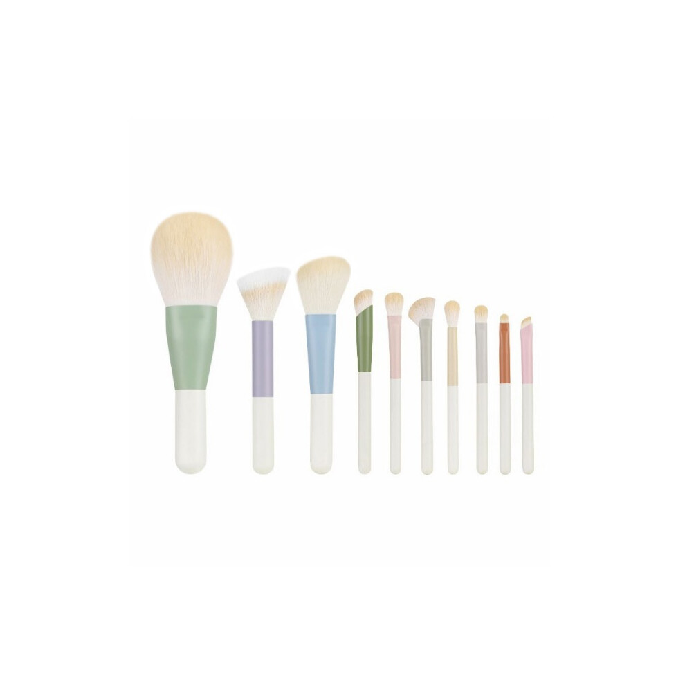 Travel Makeup Brushes, Complete Synthetic Makeup Brush Set Wooden Handles for Portable and Professional Makeup (10 Brushes)