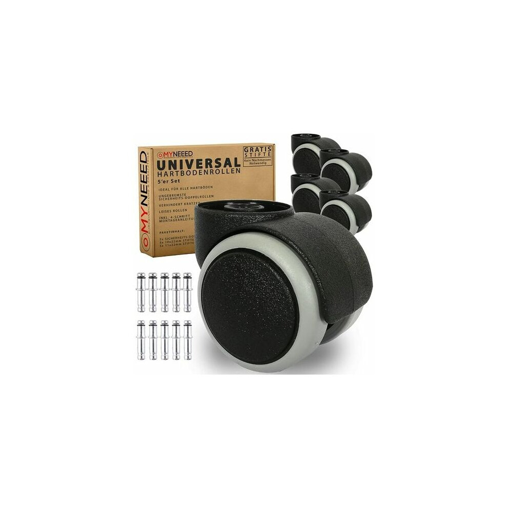 Smooth And Quiet Rolling Caster Wheels, Heavy Duty Office Chair Casters For Games Room, Polyurethane Design Promotes Floor Protection, 5Pcs Easy 9405630357134