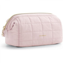 Nécessaire acolchoada com abertura ampla, bolso forrado em PVC à prova de poeira para pincéis de maquiagem, nécessaire multifuncional de algodão