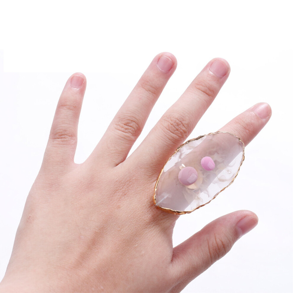 Gold 6Pcs Wearable Resin Nail Polish Mixing Ring Palette With Edge