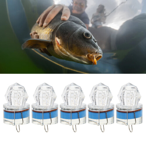 5Pcs Automatic Flashing LED Bass Lure Light Blue Diamond Shape