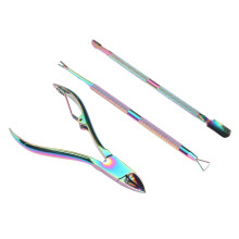 Set di 3 pinzette in acciaio inossidabile per cuticole con manico ergonomico antiscivolo