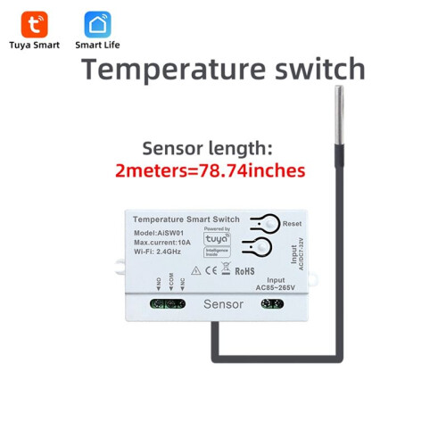 Tuya WiFi Temperatuursensor 2.4G WiFi Temperatuursensor   met 2M Temperatuursonde 2