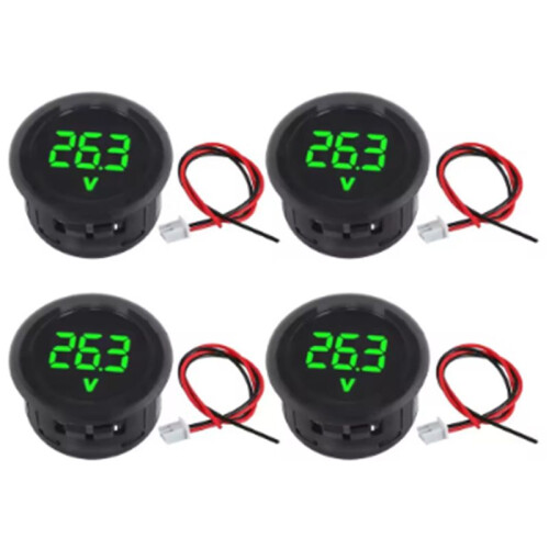Car Voltage Gauge LED Digital Display Waterproof Voltmeter Round Panel Voltage Meter Volt Detector Tester